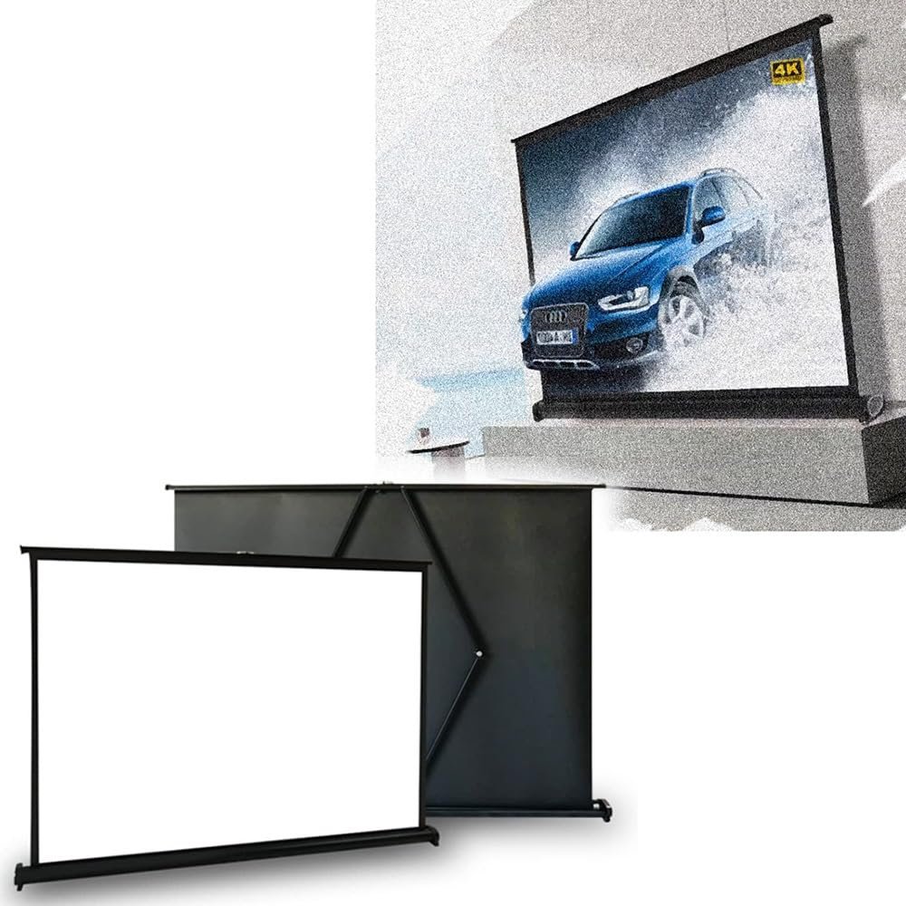 NILZA 20/60inch Projection Screen for Car Table Top Projector Screen Mini Movie Screen Self Standing Pull-Out Projector Curtain for Indoor Outdoor(40"-16:9)