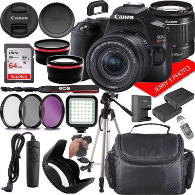 Canon EOS Rebel SL3 DSLR Camera w/Canon EF-S 18-55mm f/4-5.6 IS STM Lens + Case + Extra Battery + 64GB Memory (20pc Bundle) (Renewed)