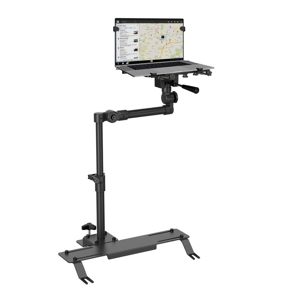 Mount-It! Car Laptop Mount, No-Drill Passenger Seat Laptop Stand with Cooling Tray for Up to 17 Laptops & Tablets, Adjustable Full Motion Vehicle Laptop Mount