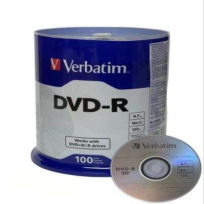 Verbatim DVD-R Blank 16X DVD-R DVR 4.7GB Logo Branded Recordable Media Disc, 100pk Spindle