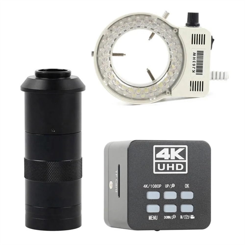 ZTBH Microscope Accessories Kit 4K UHD Microscope Camera 41MP HDMI USB Type-C IMX678 Industrial Digital Electronic Microscope with 100X Lens Light for Phone Repair Soldering Microscope Slides