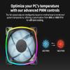 MONTECH AX 120MM - PWM Fan - Silent Performance - High Speed 1600PWM - High-End Durability with HDB Bearing - Stunning Outer Ring ARGB Lighting Design  3 in 1 Pack with 6X6 Fan Hub (AX120-3in1-B) view 2