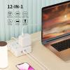 15 Ft Flat Extension Cord, Tcstei Ultra-Thin Flat Plug Surge Protector Power Strip, 3-Sided Outlet Extender, 8 AC Outlets and 4 USB Ports(1 USB C) for Home, Office, Dorm Room Essentials, White view 3