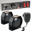 BooYu 12V 400W Police Emergency Siren for Vehicles Truck, 9 Tone Slim Speaker Horn Alarm PA System for Firefighter Ambulance [Handheld Microphone][2 x 10A Switches] view 1