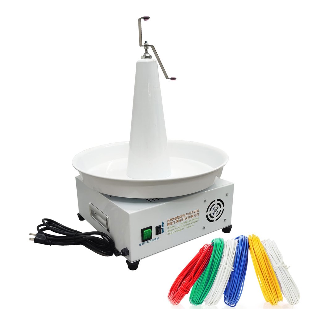 TECHTONGDA Automatic Wire Feeding Machine 110V Wire Pay Off Rack, Cable Feeder Wire Dispenser Rack with Forward Reverse Rotation, Maximum Payout Diameter 14.17in