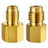 BWANGIAO 2 Pieces 6015 R134A Brass Refrigerant Tank Adapter to R12 Fitting Adapter 1/2 Female to 1/4 Male Flare Adaptor R134A Brass Refrigerant Tank Adapter As the picture shown view 1