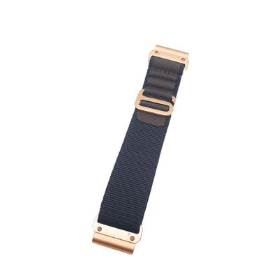 Handcrafted Custom Nylon Strap for Garmin - Fits for QuickFit 20, 22, 26, Fnix, Forerunner, Vivoactive, Approach, MARQ, quatix, Instinct2, Epix (Dark Blue Purple-Rose Gold Buckle, Quick-Fit 20mm)