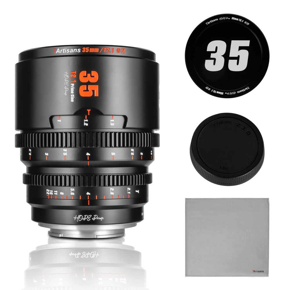 7artisans 35mm T2.1 Hope Series Professional Cine Lens S35 Frame Mirrorless Cameras Lens Compatible for Macro 4/3 Mount,MFT Mount/LUMIX GH5LL/LUMIX GH5S/Z CAM/LUMIX GH6/BMPCC4K/DC-BGH1(Black)