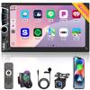 Wireless Apple Carplay 7 inch Double Din Car Stereo,IPS Touchscreen,Bluetooth 5.2,FM Car Radio,Bakcup Camera,Subwoofer Ports, Audio Receiver,Android Auto,Type-C/USB Fast Charging,GPS Navigation view 1