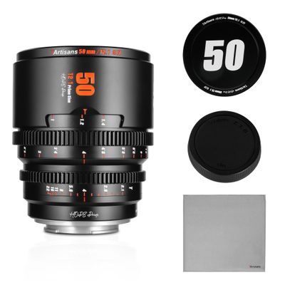 7artisans 50mm T2.1 Hope Series Professional Cinema Lens S35 Frame Mirrorless Cameras Lens Compatible for Fuji X-Mount, for FUJIFILM X-S20/X-T5/X-H2/X-T4/X-H2S/X-T3/X-S10 (Black)