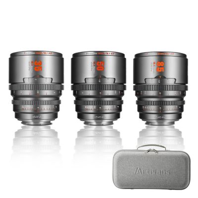 7artisans 35mm/50mm/85mm T2.1 Hope Series Professional Cinema Lens S35 Frame Mirrorless Cameras Lens Set Compatible for Fuji X-Mount,for FUJIFILM X-S20/X-T5/X-H2/X-T4/X-H2S/X-T3/X-S10(Titanium Gray)