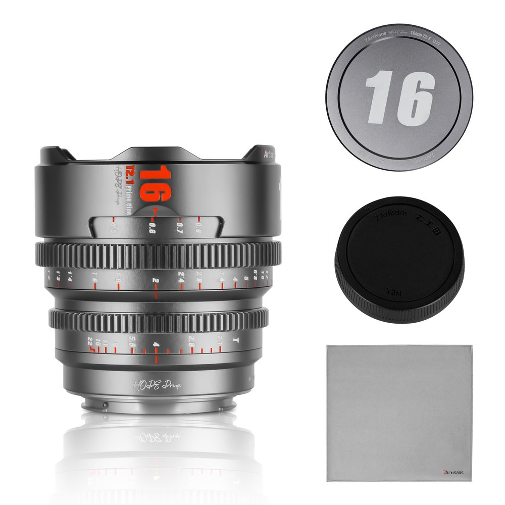 7artisans 16mm T2.1 Hope Series Professional Cine Lens S35 Frame Mirrorless Cameras Lens Compatible for Macro 4/3 Mount,MFT Mount/LUMIX GH5LL/LUMIX GH5S/Z CAM/LUMIX GH6/BMPCC4K/DC-BGH1(Titanium Gray)