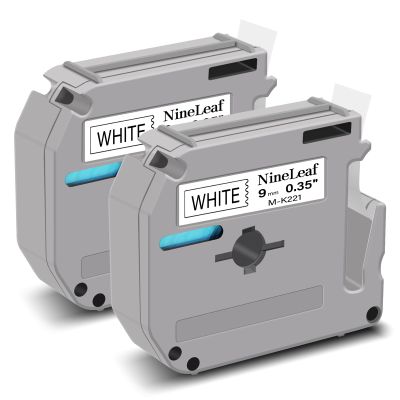 NineLeaf 2 Pack Compatible for Brother P-Touch M Tape M-K221 M-K221S MK221 M221 9mm 0.35'' Black on White Label Tape for PT-65 PT-70 PT-45M PT-55 PT-55BM PT-55S Label Maker