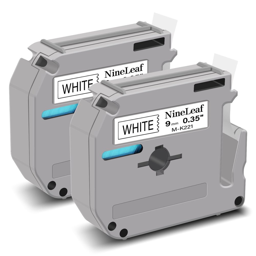 NineLeaf 2 Pack Compatible for Brother P-Touch M Tape M-K221 M-K221S MK221 M221 9mm 0.35'' Black on White Label Tape for PT-65 PT-70 PT-45M PT-55 PT-55BM PT-55S Label Maker