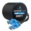200FT Outdoor Cat6 Ethernet Cable, Heavy Duty Direct Burial, In-Ground, POE, Waterproof, LLDPE UV Resistant, UTP, 24AWG CCA Solid Cord, Network, Internet, LAN, Cat 6 Patch Cable - 200 Feet view 1