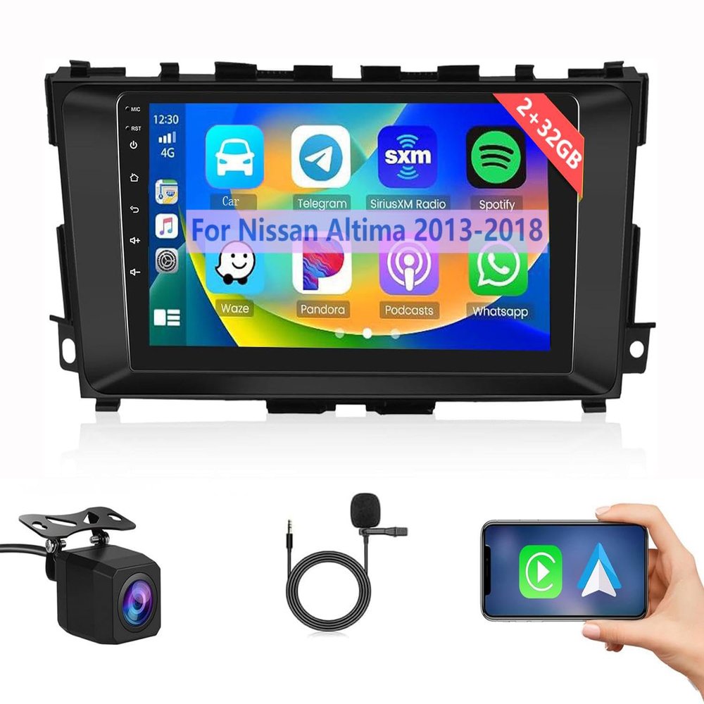 [2+32G] Android 13 Car Radio Stereo for Nissan Altima 2013-2018 for Carplay and Android Auto - 9 inch Touch Screen Android Car Stereo WiFi GPS Navigation Steering Wheel Control + Backup Camera
