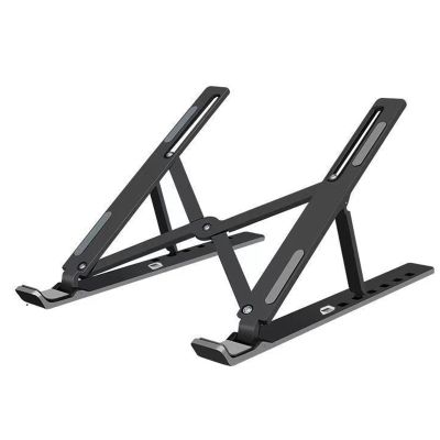Aluminium Laptop Stand, Portable Adjustable Stand, Supports All Laptops up to 17.3", Black/White (Black)