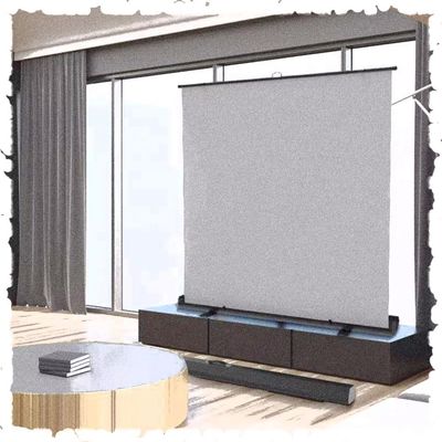 BIUBPW 60" Pull Up Floor Projector Screen Home Theater Movie Projection Screen, Floor Standing Projection Screen 3D 4K HD/Wrinkle-Free/Height Adjustable