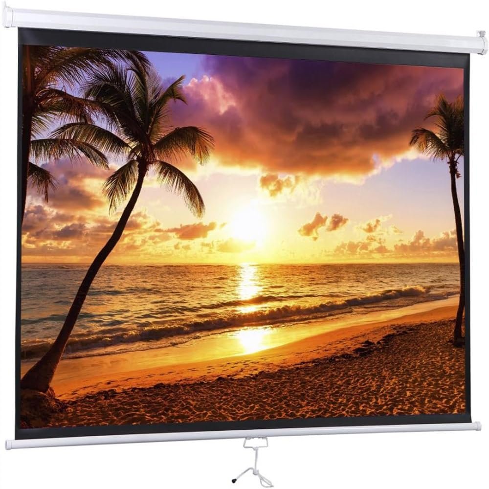 BIUBPW Auto Lock Projector Screen 60 Inch Wall Mountable Projection Screen Home Theater White Movie Screens, Retractable Projection Curtain(4:3-60inch)