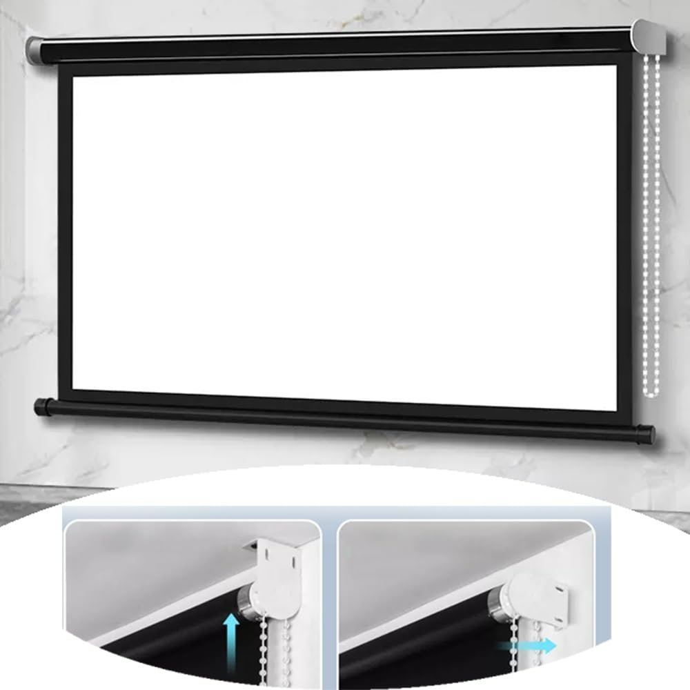 NILZA Pull Down Projector Screen HD 60In Manual Projection Screen W/Auto-Locking Home Theater Screen 16:9/4:3 Movie Screen Projection Screen Wall/Ceiling Mount(4:3)