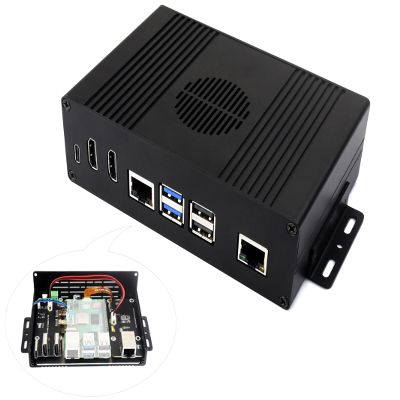 Gigabit ETH PCIe Case for Raspberry Pi 5, with Dual HDMI Ports, Support Dual 4K Video Output, Aluminum Alloy Case with PCIe to Gigabit ETH Adapter, Support PCIe Extending to Gigabit Ethernet Port
