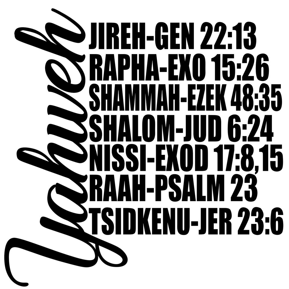 2 (Pieces) 3" and 5" Stickers n Decals Yahweh Names and Verses Waterproof Vinyl Decals for Cars, Trucks, Laptops, Phones, Windows etc