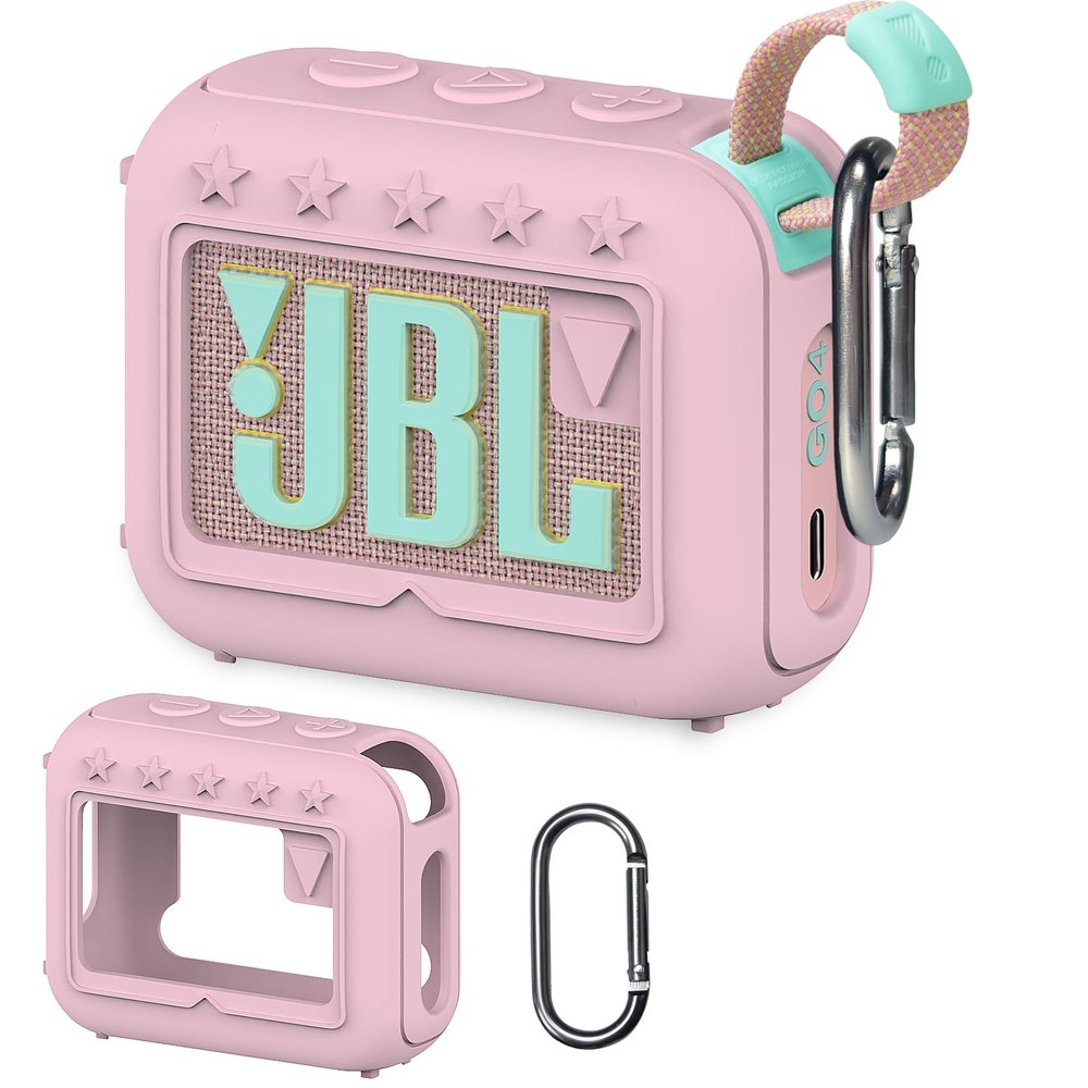 XEGIMOR Silicone Cover Case Compatible with JBL Go 4 Ultra Portable Bluetooth Speaker, Soft Skin Sleeve for JBL Go 4 Pro Sound Speaker Accessories(Pink Case)
