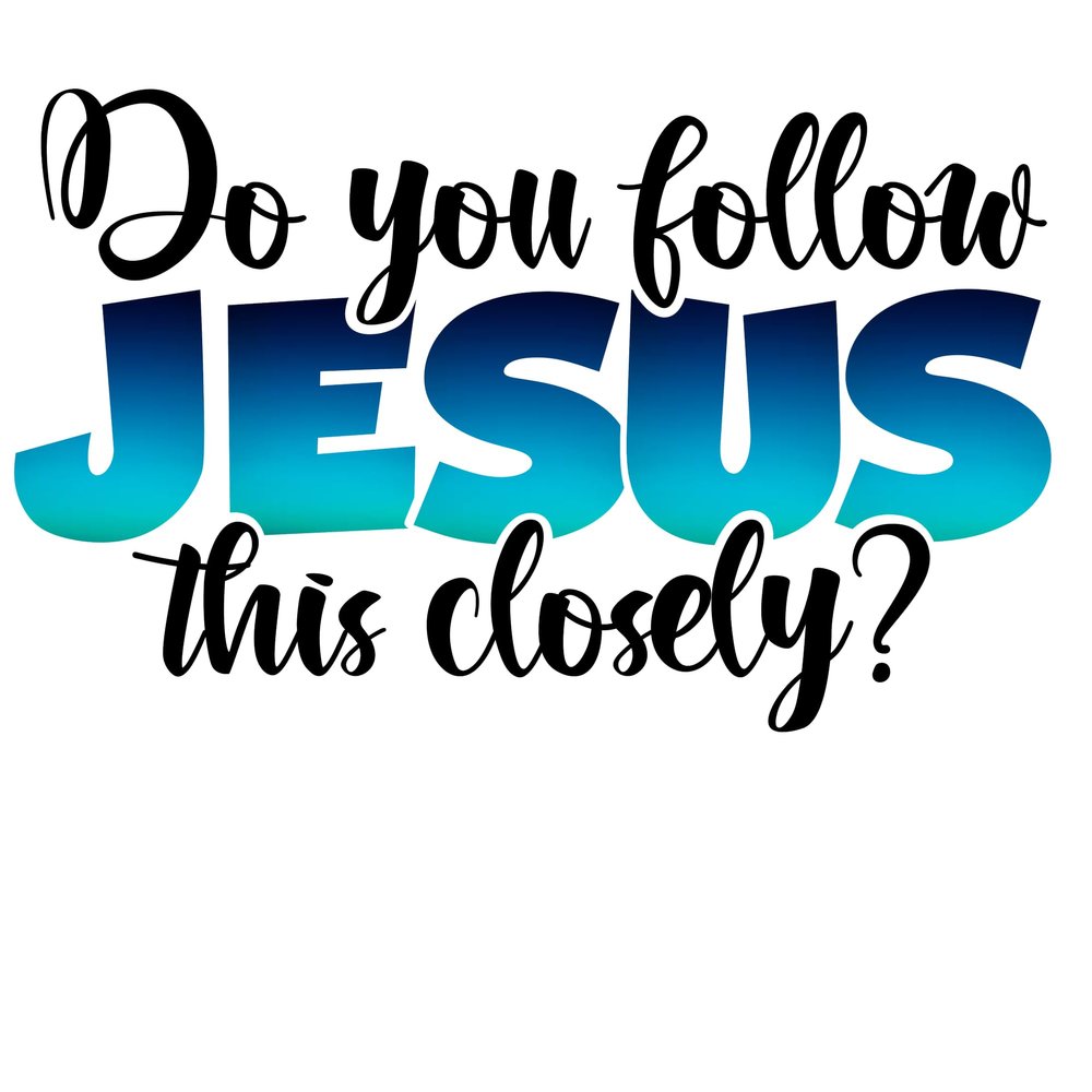 2 (Pieces) 3" and 5" Stickers n Decals"Do You follow Jesus closely" Waterproof Vinyl Decals for Cars, Trucks, Laptops, Phones, Windows etc