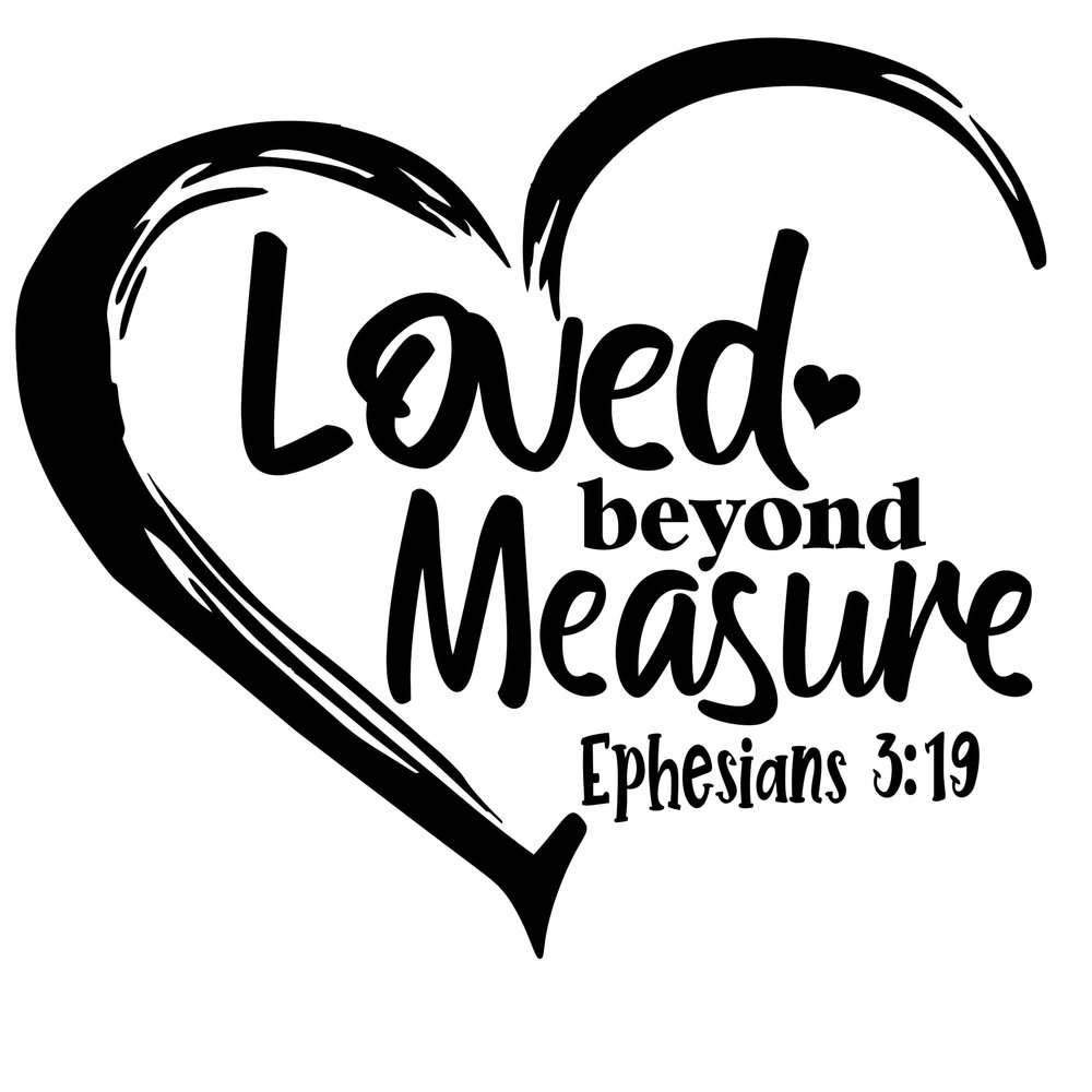 2 (Pieces) 3" and 5" Stickers n Decals"Loved Beyond Measure Distressed" Waterproof Vinyl Decals for Cars, Trucks, Laptops, Phones, Windows etc