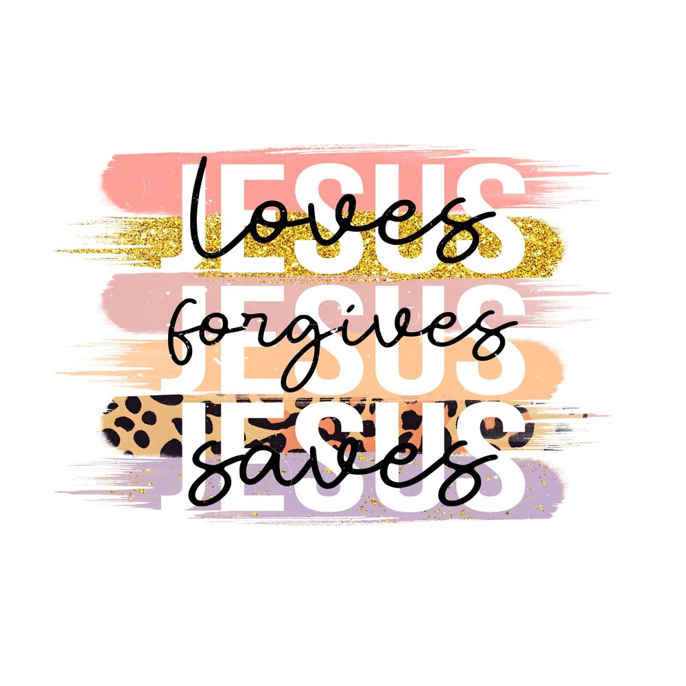 2 (Pieces) 3"and 5" Stickers n Decals - Jesus Forgives Saves Waterproof Vinyl Decals for Cars, Trucks, Laptops, Phones, Windows etc