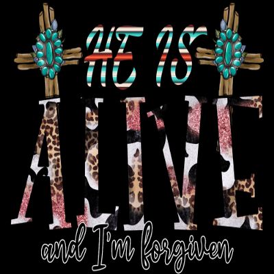 2 (Pieces) 3"and 5" Stickers n Decals - He Is Alive and I'm Forgiven Waterproof Vinyl Decals for Cars, Trucks, Laptops, Phones, Windows etc