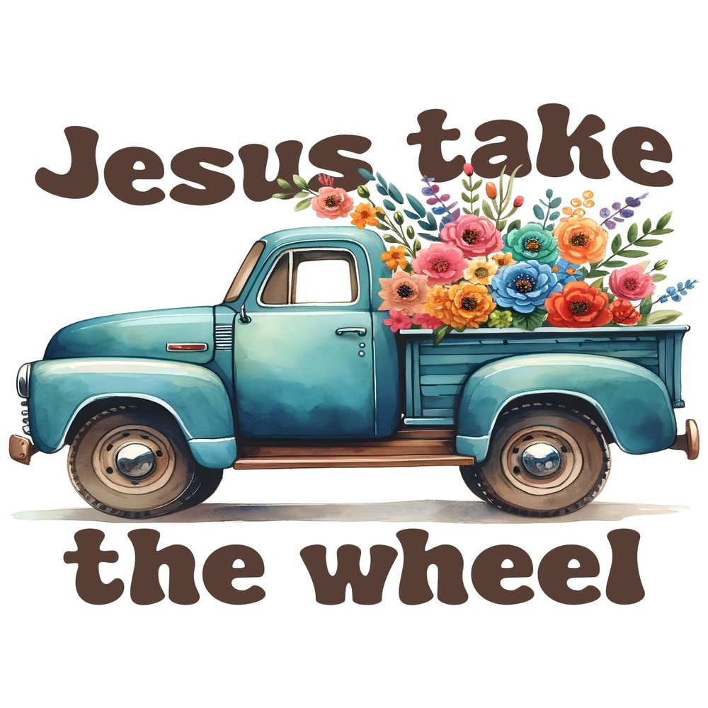 2 (Pieces) 3"and 5" Stickers n Decals - jesus take The wheel Waterproof Vinyl Decals for Cars, Trucks, Laptops, Phones, Windows etc