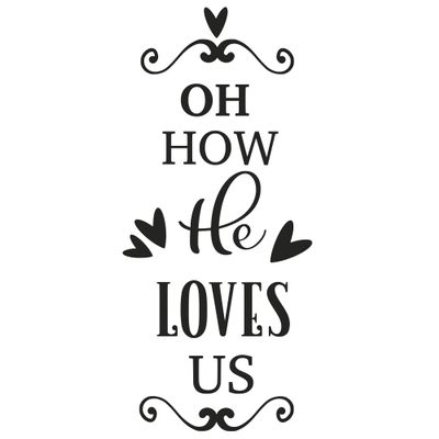 2 (Pieces) 3" and 5" Stickers n Decals - Oh How He Loves Us Waterproof Vinyl Decals for Cars, Trucks, Laptops, Phones, Windows etc