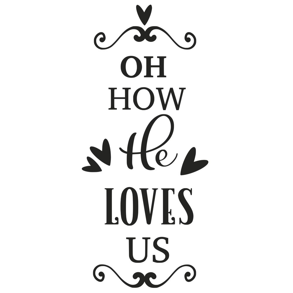 2 (Pieces) 3" and 5" Stickers n Decals - Oh How He Loves Us Waterproof Vinyl Decals for Cars, Trucks, Laptops, Phones, Windows etc
