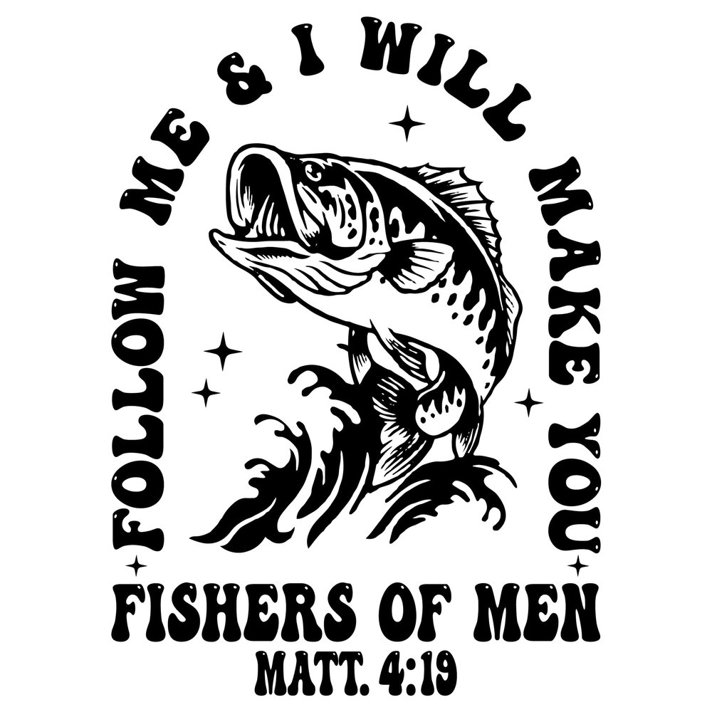 2 (Pieces) 3"and 5" Stickers n Decals - Fishers of Men Matt Waterproof Vinyl Decals for Cars, Trucks, Laptops, Phones, Windows etc