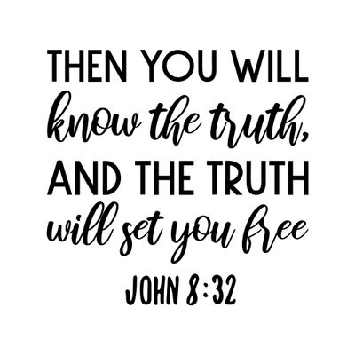 2 (Pieces) 3" and 5" Stickers n Decals - Know The Truth Will Set You Free Waterproof Vinyl Decals for Cars, Trucks, Laptops, Phones, Windows etc