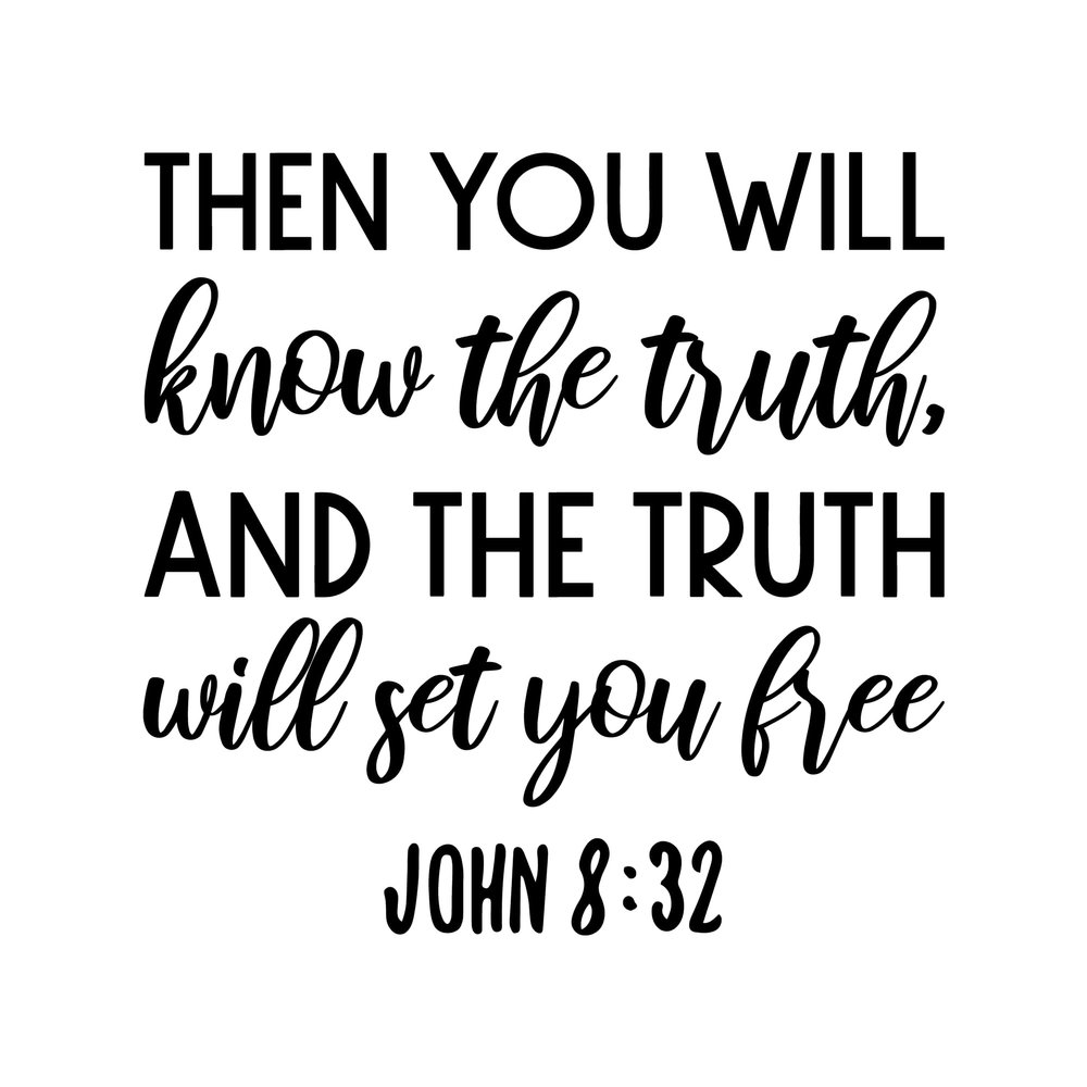 2 (Pieces) 3" and 5" Stickers n Decals - Know The Truth Will Set You Free Waterproof Vinyl Decals for Cars, Trucks, Laptops, Phones, Windows etc