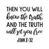 2 (Pieces) 3" and 5" Stickers n Decals - Know The Truth Will Set You Free Waterproof Vinyl Decals for Cars, Trucks, Laptops, Phones, Windows etc view 1
