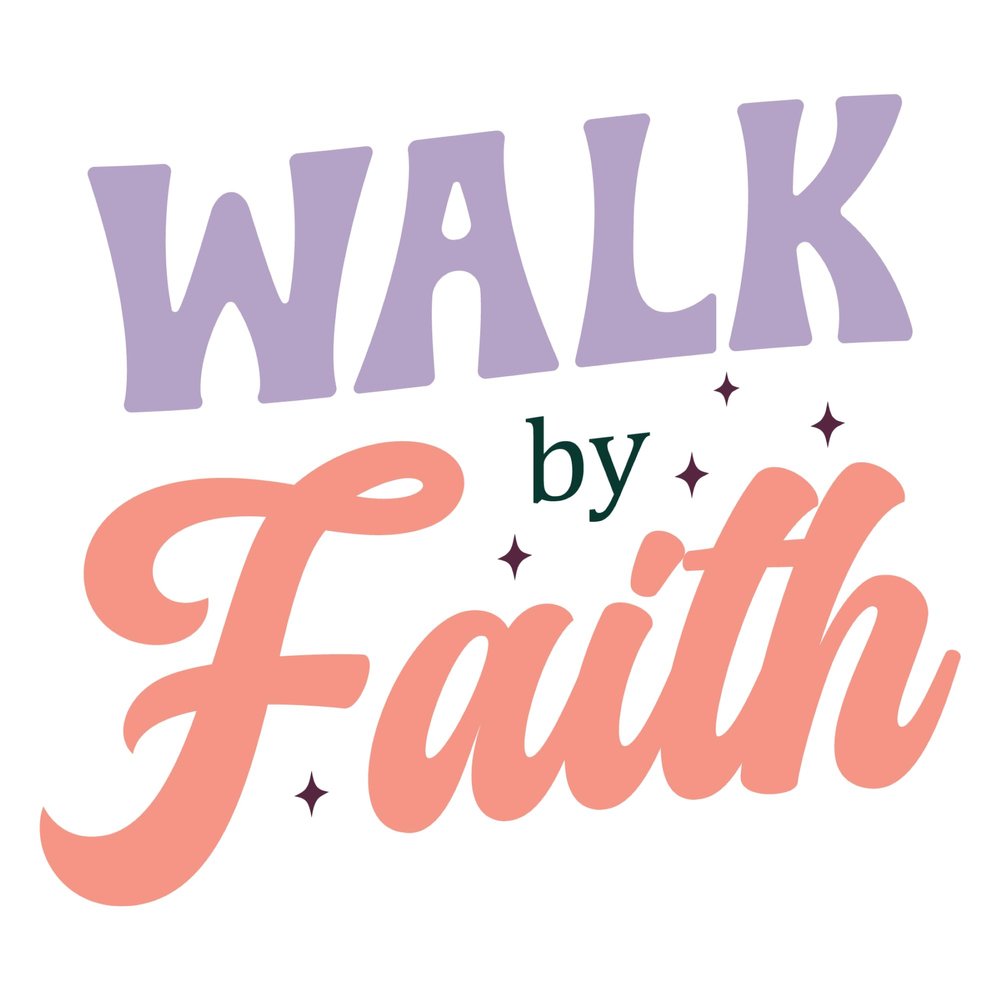 2 (Pieces) 3" and 5" Stickers n Decals - Walk by Faith. -Waterproof Vinyl Decals for Cars, Trucks, Laptops, Phones, Windows etc