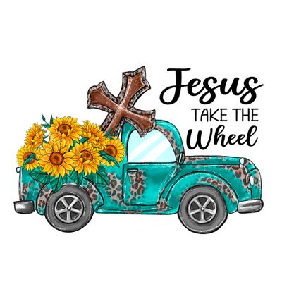 2 (Pieces) 3"and 5" Stickers n Decals - Jesus Take The Wheel -Waterproof Vinyl Decals for Cars, Trucks, Laptops, Phones, Windows etc