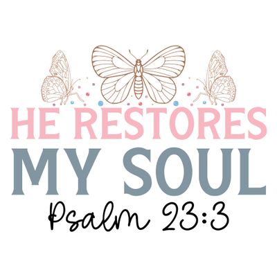 2 (Pieces) 3" and 5" Stickers n Decals - He Restores My Soul -Waterproof Vinyl Decals for Cars, Trucks, Laptops, Phones, Windows etc