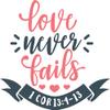 2 (Pieces) 3" and 5" Stickers n Decals Love Never-Fails - Waterproof Vinyl Decals for Cars, Trucks, Laptops, Phones, Windows etc view 1