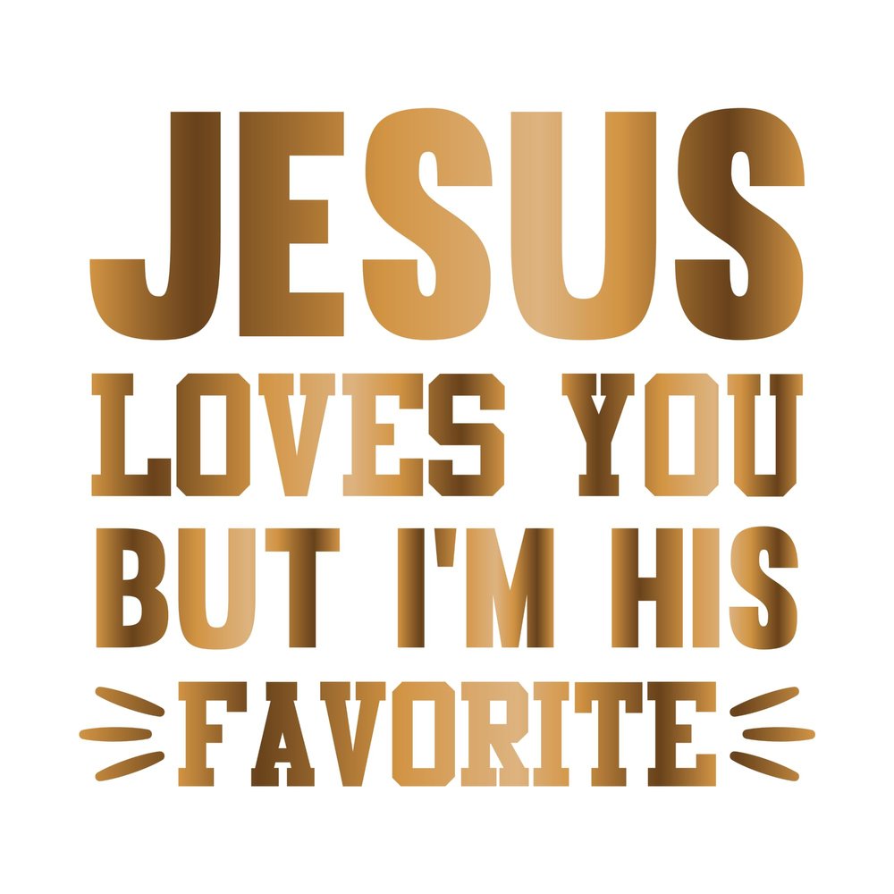 2 (Pieces) 3"and 5" Stickers n Decals "Jesus Loves You But I`M His Favorite" - Waterproof Vinyl Decals for Cars, Trucks, Laptops, Phones, Windows etc