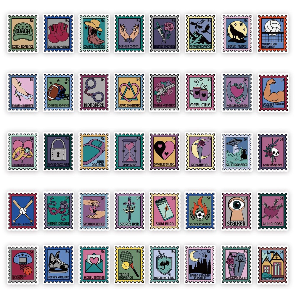 80PCS Book Trope Stamp Stickers,Bookish Stickers for Kindle,Booktok Sticker Pack,Bookworm Stickers Romance Reader Gifts