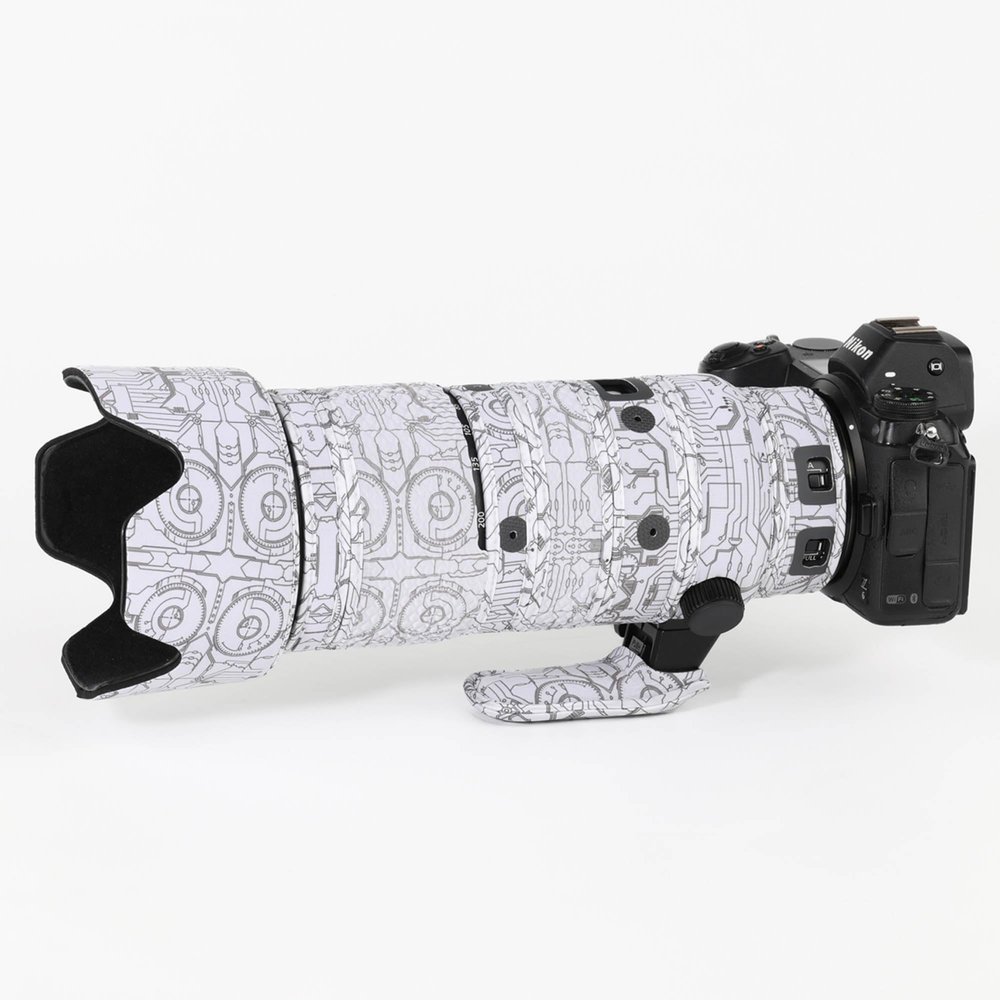 CHASING BIRDS Lens Camouflage Waterproof Coat for Nikon Z 70-200mm f/2.8 VR S Rainproof Lens Protective Cover Version IV (Electric White Camouflage, with 1.4X TC)