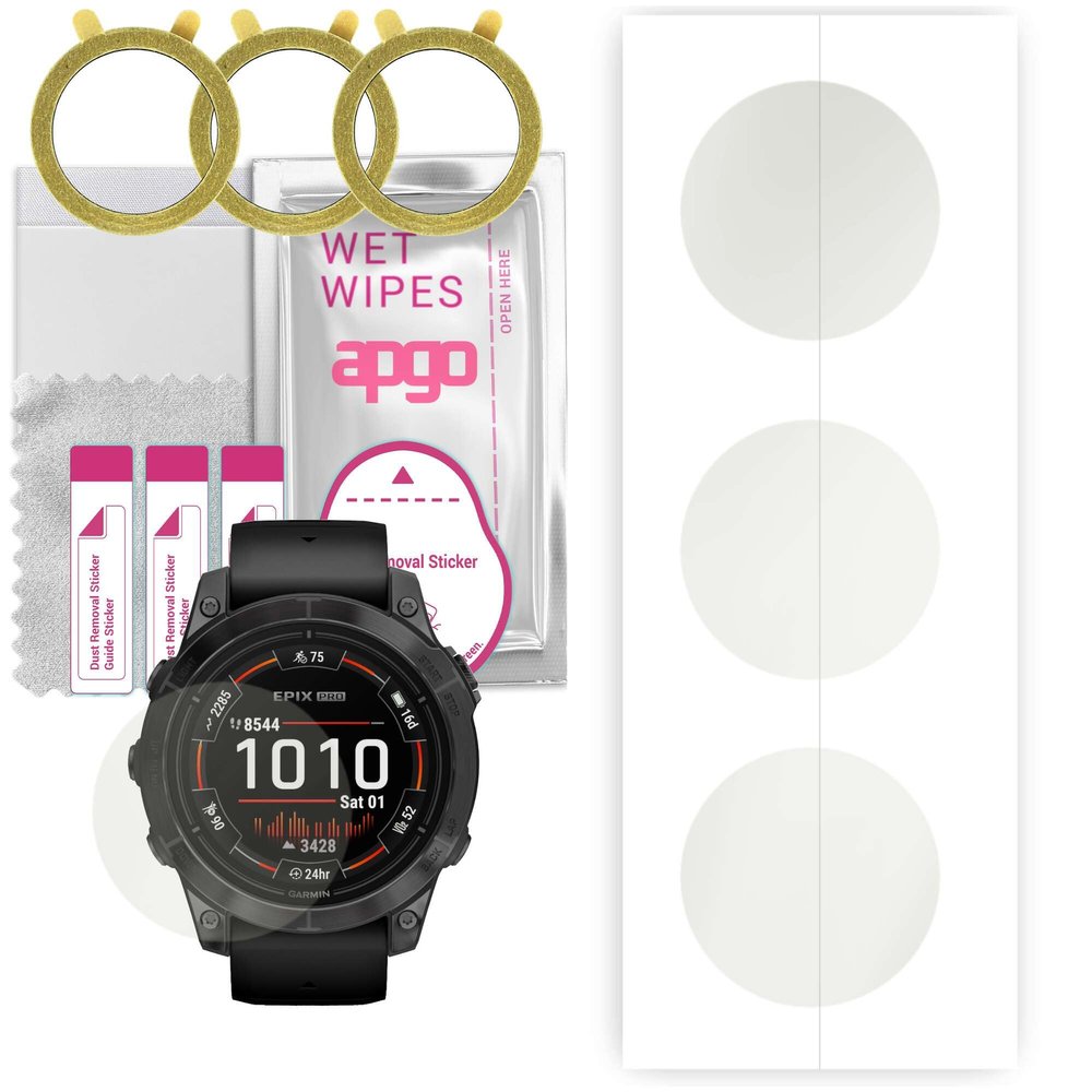 apgo 3x Hydrogel Matte Screen Protector for Garmin epix Pro (Gen 2) Standard i Sapphire Edition 51 mm, Hydrogel Film, Flexible, Soft TPU with positioning layer easy installation