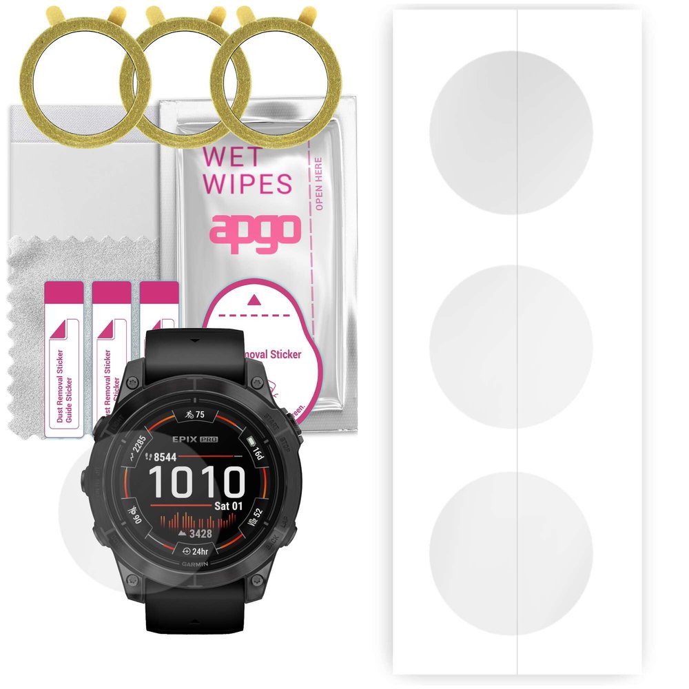 apgo 3x Hydrogel Ultra-Clear Screen Protector for Garmin epix Pro (Gen 2) Standard i Sapphire Edition 51 mm, Hydrogel Film, Flexible, Soft TPU with positioning layer easy installation