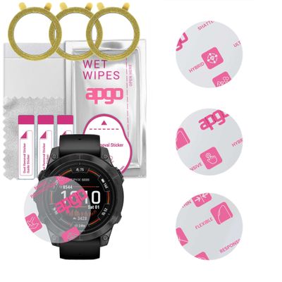 3x apgo Ultra-Clear Hybrid protective glass compatible with Garmin epix Pro (Gen 2) Standard i Sapphire Edition 51 mm, flexible nano glass, great replacement for tempered glass, scratch-resistant, full glue