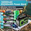 16000mAh/59200mWh Solar Crank Emergency Radio - Wireless NOAA AM/FM Weather Radio with USB-C/Type-C Charging, 3-Light Modes, SOS Alarm, Compass & Power Bank for Camping Survival Outdoor Emergencies view 4