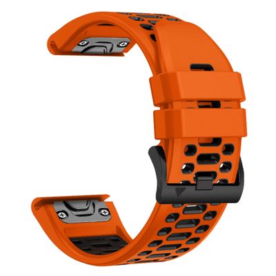 BEFIA 22mm Quickfit Watch Band for Garmin Fenix 5 6 7 Pro Solar Forerunner 935 745 965 955, 22 Breathable Wristband Strap Orange Black